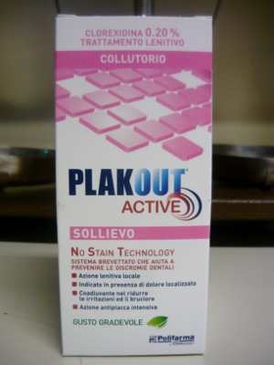 PlakOut Active Sollievo, collutorio alla Clorexidina allo 0,20%